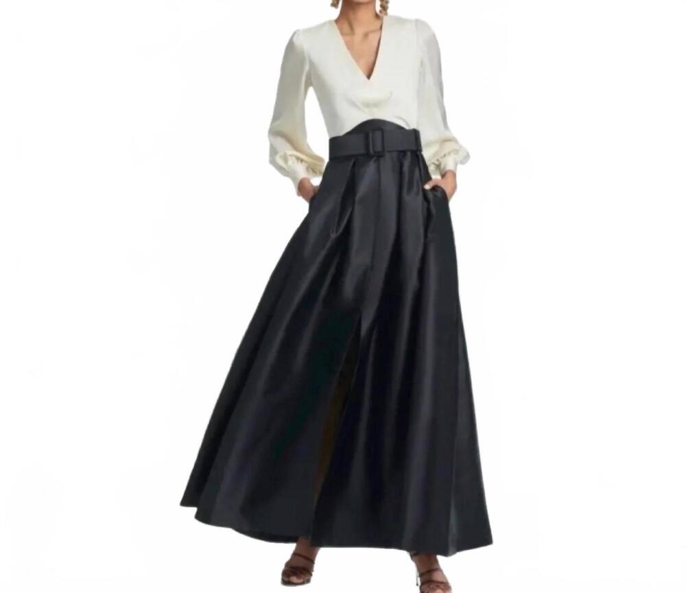 NEW SACHIN & BABI women's zoe mikado ball gown in ivory black